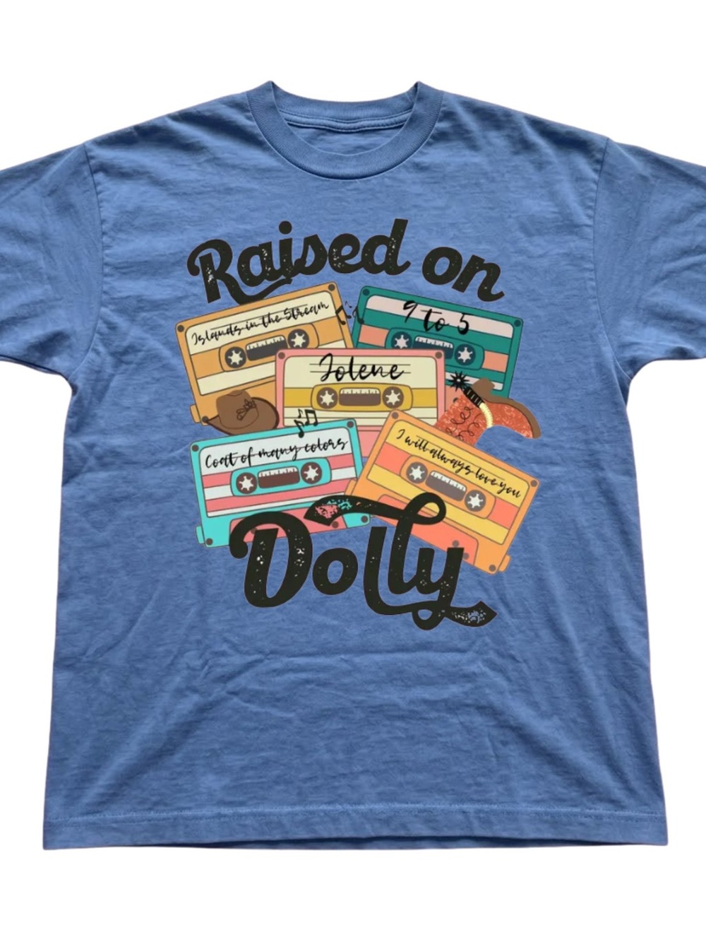 Gildan Blue "Raised on Dolly" Short Sleeve Tee, Gift For Him, For Her
